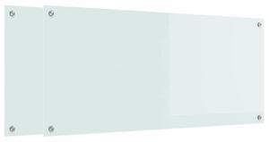 Panel kuchenny 2 pcs Biały 110 x 50 cm szkło hartowane