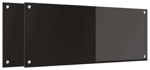 Panel kuchenny 2 pcs Czarny 100 x 40 cm szkło hartowane