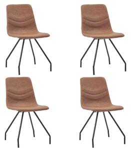 Krzesła stołowe, 4 szt., brązowe, obite sztuczną skórą