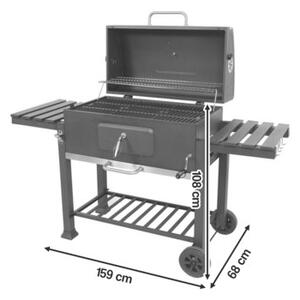 Grill ogrodowy węglowy LUND XXL 99917 Zamykany, żeliwny ruszt, półki boczne, termometr, kółka