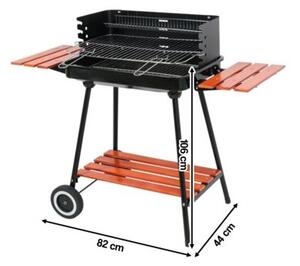 Grill ogrodowy węglowy LUND 99911 na kółkach, półki boczne, regulacja wysokości rusztu