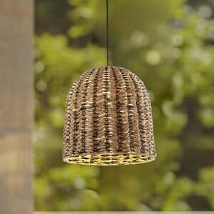 Lindby Zewnętrzna lampa wisząca Taryn, brązowa, tworzywo sztuczne, IP44 35 cm Taryn Lindby, możliwość ściemniania, jasne drewno, tworzywo sztuczne, dworkowy / rustykalny