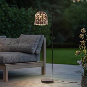 Lindby Lampa stojąca zewnętrzna Taryn, brązowa, tworzywo sztuczne, IP44 172 cm Taryn, jasne drewno, tworzywo sztuczne, dworkowy / rustykalny