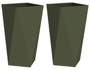 Donica 2 pcs Zielony oliwkowy 40 x 40 x 75 cm Stal