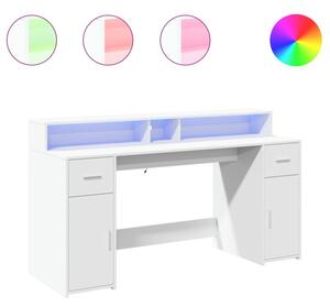 Biurko z podÅwietleniem LED, biaÅe, 160x55x91 cm