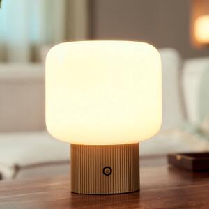 Lampa stołowa LED Katrin Palme Lucande, możliwość ściemniania, kremowy / amber, salon / jadalnia, szkło, nowoczesny