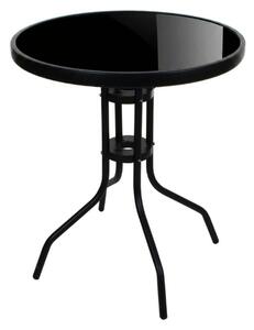Okrągły stół ogrodowy z szklanym blatem ISLAND BLACK 60 cm, czarny