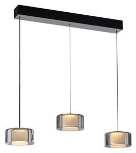 Hanglamp zwart met smoke glas incl. LED 3-lichts easylift - Rika Oswietlenie wewnetrzne