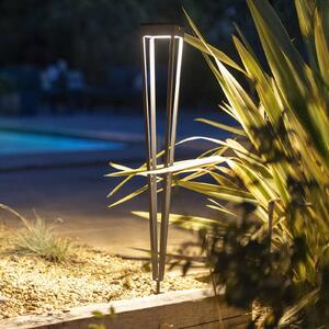 Les Jardins Latarka solarna LED Tinka, szara, 90 cm, szpikulec do ziemi możliwość ściemniania, aluminiowy / szary / cynkowy, aluminium