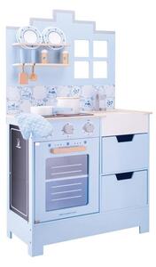 New Classic Toys New Classic Toys - Drewniana kuchnia z akcesoriami niebieska BM0063