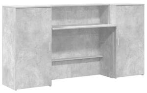 Biurko recepcyjne betonowe szare 200x50x103,5 cm drewno klejone