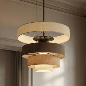 Lampa wisząca Peldano Lucande, możliwość ściemniania, brązowy / rdzawy, salon / jadalnia, tkanina / materiał / jedwab, nowoczesny