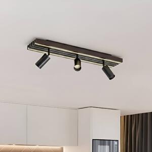 Lucande Reflektor sufitowy LED Tiron, 3-punktowy, 70 cm, dąb Tiron Lucande, możliwość ściemniania, ciemne drewno, salon / jadalnia, drewno, nowoczesny