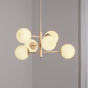 Lampa wisząca szklana Aurora Domiluce, możliwość ściemniania, kremowy / amber, salon / jadalnia, szkło