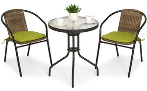 Meble balkonowe CAPRI stolik i 2 krzesła - brązowe