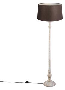 Lampa stojąca z abażurem lnianym brązowym 45 cm - Classico