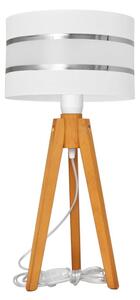 Helam Lampa stołowa HELEN 1xE27/60W/230V biała/chrom/dąb HE1490