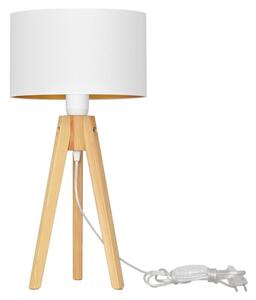 Helam Lampa stołowa ALBA 1xE27/60W/230V biała/złota/sosna HE1501