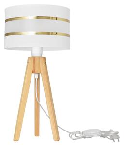 Helam Lampa stołowa HELEN 1xE27/60W/230V biała/złota/sosna HE1508