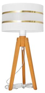 Helam Lampa stołowa HELEN 1xE27/60W/230V biała/złota/dąb HE1491