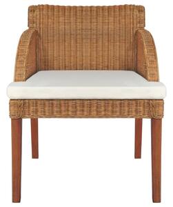 Krzesło stołowe z poduszką, jasnobrązowy naturalny rattan