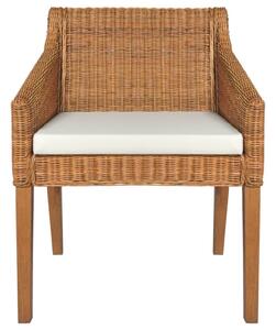 Krzesło stołowe z poduszką, jasnobrązowy naturalny rattan