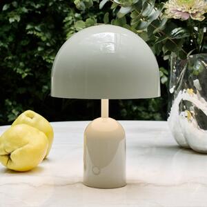 Tom Dixon Lampa stołowa BELL PORTABLE, jasnoszara 28 cm IP44 możliwość ściemniania, aluminiowy / szary / cynkowy, salon / jadalnia, tworzywo sztuczne, design