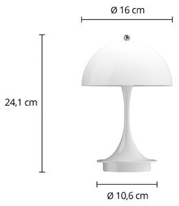 Louis Poulsen Lampa akumulatorowa Panthella PORTABLE 160 V3 opalowo-biała Portable, możliwość ściemniania, biały / opal, salon / jadalnia, tworzywo sztuczne, design