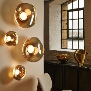 Tom Dixon Kinkiet designerski Melt, możliwość ściemniania, brązowy / mosiężny, salon / jadalnia, tworzywo sztuczne, design