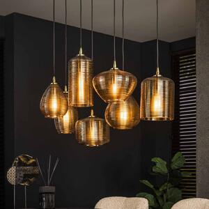ZIJLSTRA Lampa wisząca szklana Stripeglas mix, możliwość ściemniania, kremowy / amber, salon / jadalnia, szkło