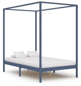 Rama łóżka z baldachimem, 4 szuflady, szara, sosna, 140x200 cm