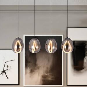 Viokef Lampa wisząca szklana Melanie, aluminiowy / szary / cynkowy, salon / jadalnia, szkło