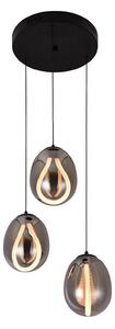 Viokef Lampa wisząca szklana Melanie, aluminiowy / szary / cynkowy, salon / jadalnia, szkło