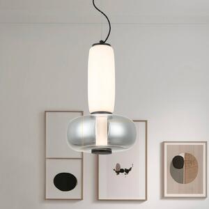 Viokef Lampa wisząca szklana Avery, aluminiowy / szary / cynkowy, salon / jadalnia, szkło, nowoczesny