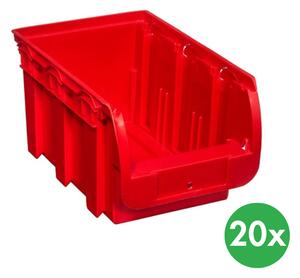 Plastikowy pojemniki COMPACT, 154 x 235 x 125 mm, 20 szt., czerwony