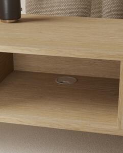 Mała drewniana szafka pod TV 120 x 45 cm z zaokrąglonymi bokami styl loft