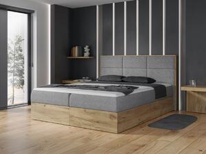 Łóżko kontynentalne 160x200 Wood 2 ciemnoszare z pojemnikami na pościel