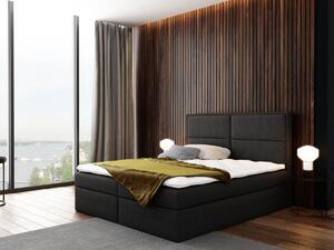 Łóżko kontynentalne 180x200 Grand czarne z pojemnikami na pościel