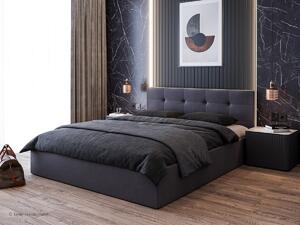 Łóżko tapicerowane 160×200 Kim II ciemnoszare z pojemnikiem na pościel