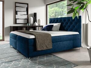 Łóżko kontynentalne 180x200 Guliette niebieskie z pojemnikiem na pościel
