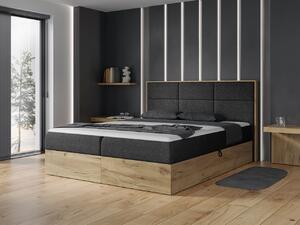 Łóżko kontynentalne 180x200 Wood 2 czarne z pojemnikami na pościel
