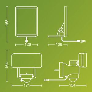 Philips Reflektor zewnętrzny LED Tylus, biały, 3000 K, czujnik Tylus, biały / opal, tworzywo sztuczne