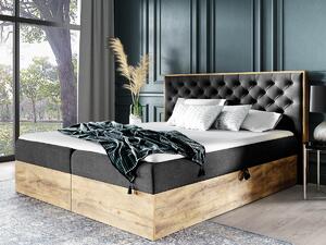 Łóżko kontynentalne 180x200 Wood 3 czarne z pojemnikami na pościel