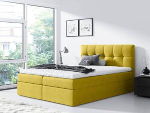 Łóżko kontynentalne 160x200 Rico żółte z pojemnikami na pościel