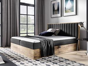 Łóżko kontynentalne 120x200 Wood 4 czarne z pojemnikami na pościel