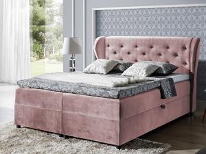 Łóżko kontynentalne 160x200 Pasito różowe z pojemnikami na pościel