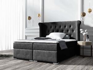 Łóżko kontynentalne 160x200 Massimo czarne z pojemnikami na pościel