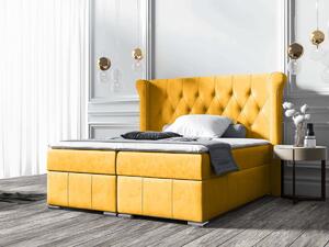 Łóżko kontynentalne 180x200 Massimo żółte z pojemnikami na pościel
