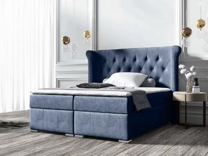 Łóżko kontynentalne 160x200 Massimo niebieskie z pojemnikami na pościel