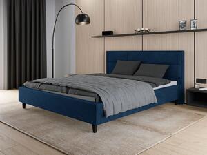 Łóżko tapicerowane 160x200 Como niebieskie ze stelażem drewnianym
